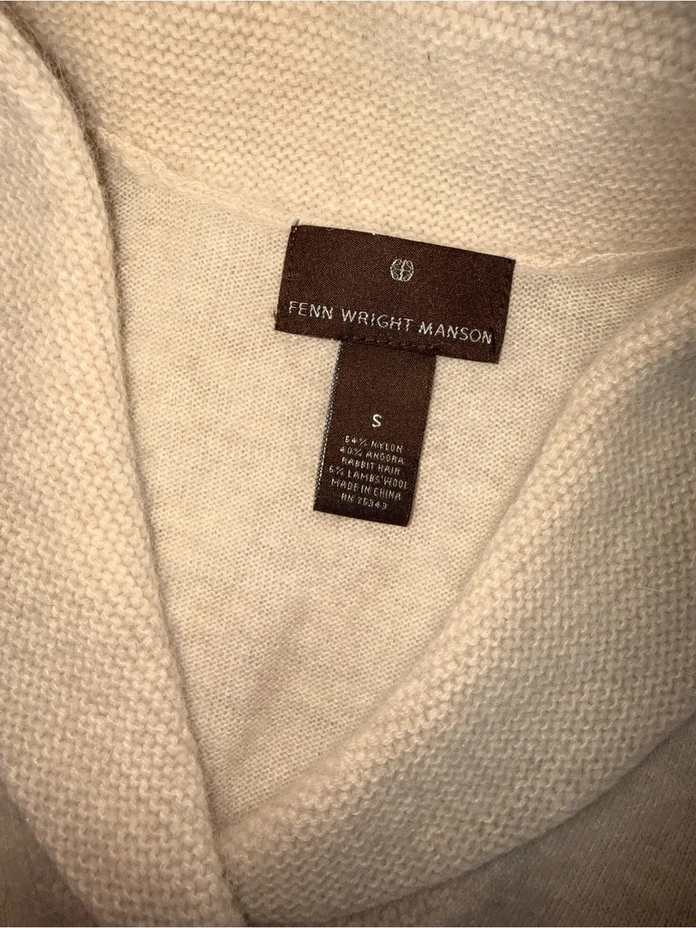 Fenn Wright Manson Cream Shawl-Collar Turtleneck Sweater